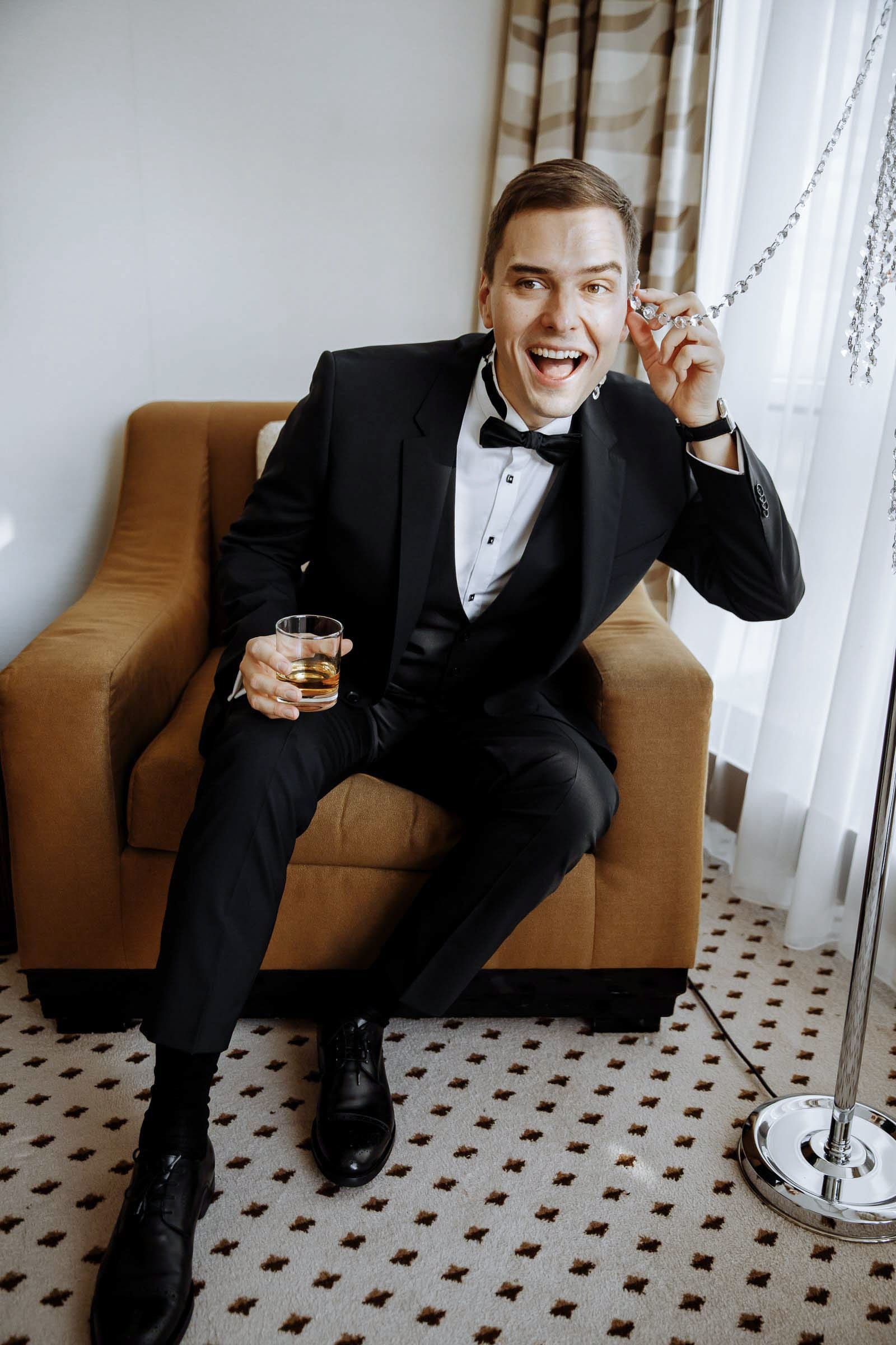 Professional groom portraiture style for modern weddings by Cornwall wedding Photographer Tanya Bogdan