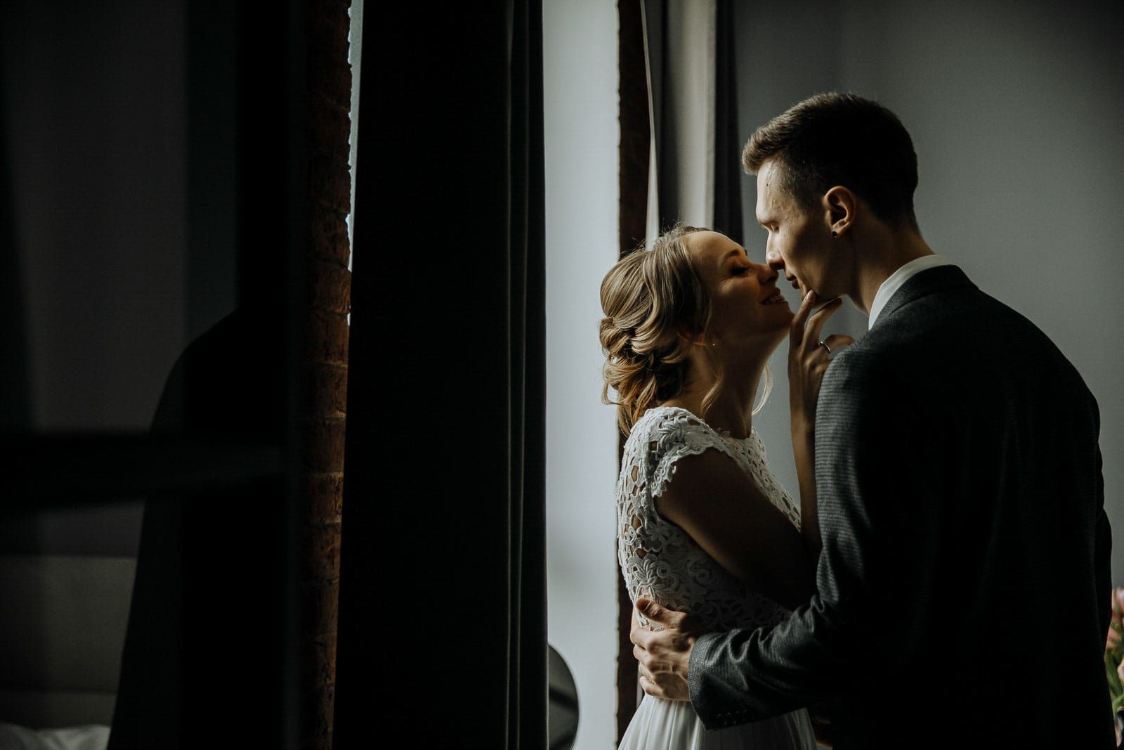 Dramatic and moody bridal portrait by Cornwall wedding photographer Tanya Bogdan.
