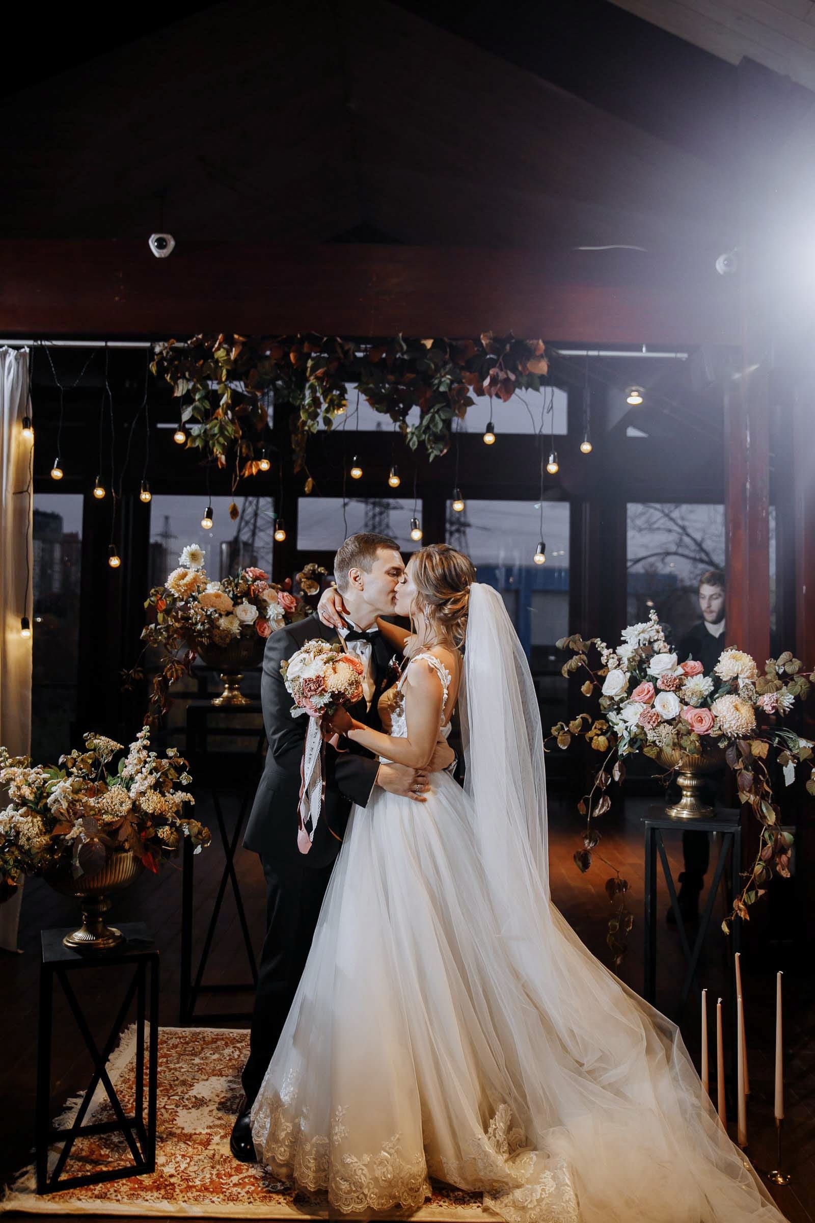 First kiss wedding photography by Tanya Bogdan.