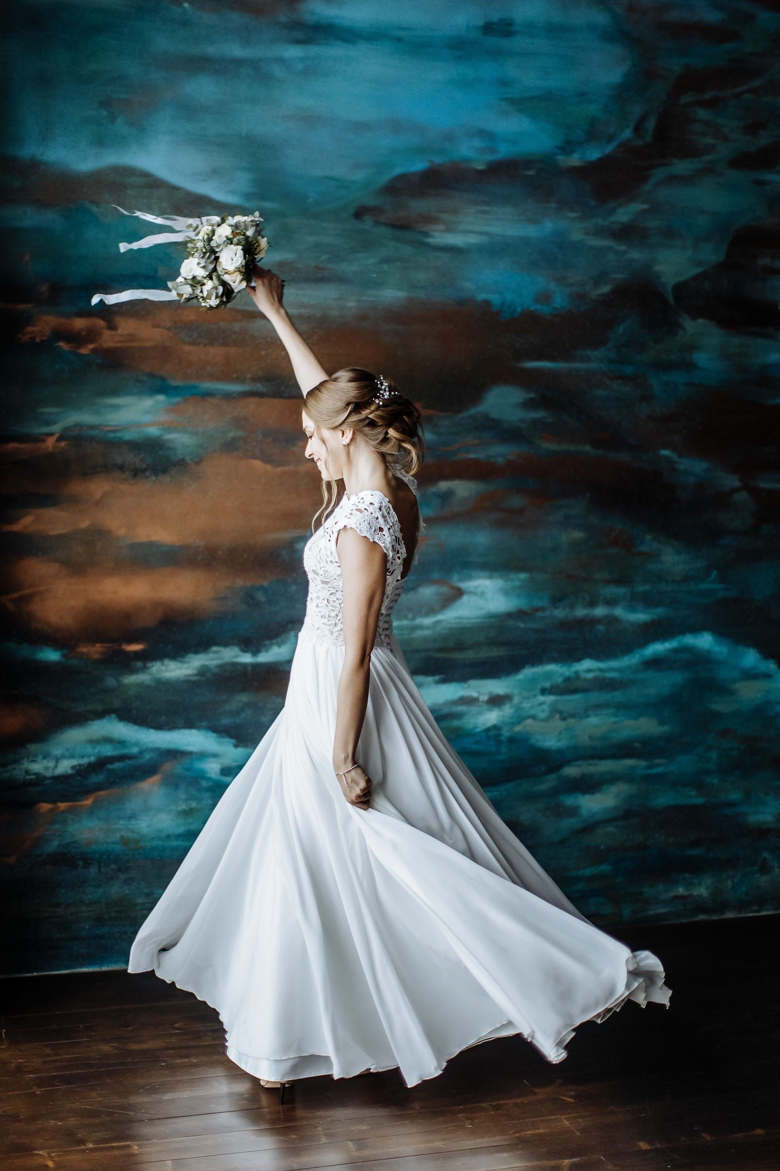 Glamorous bridal studio portrait from Tanya Bogdan.