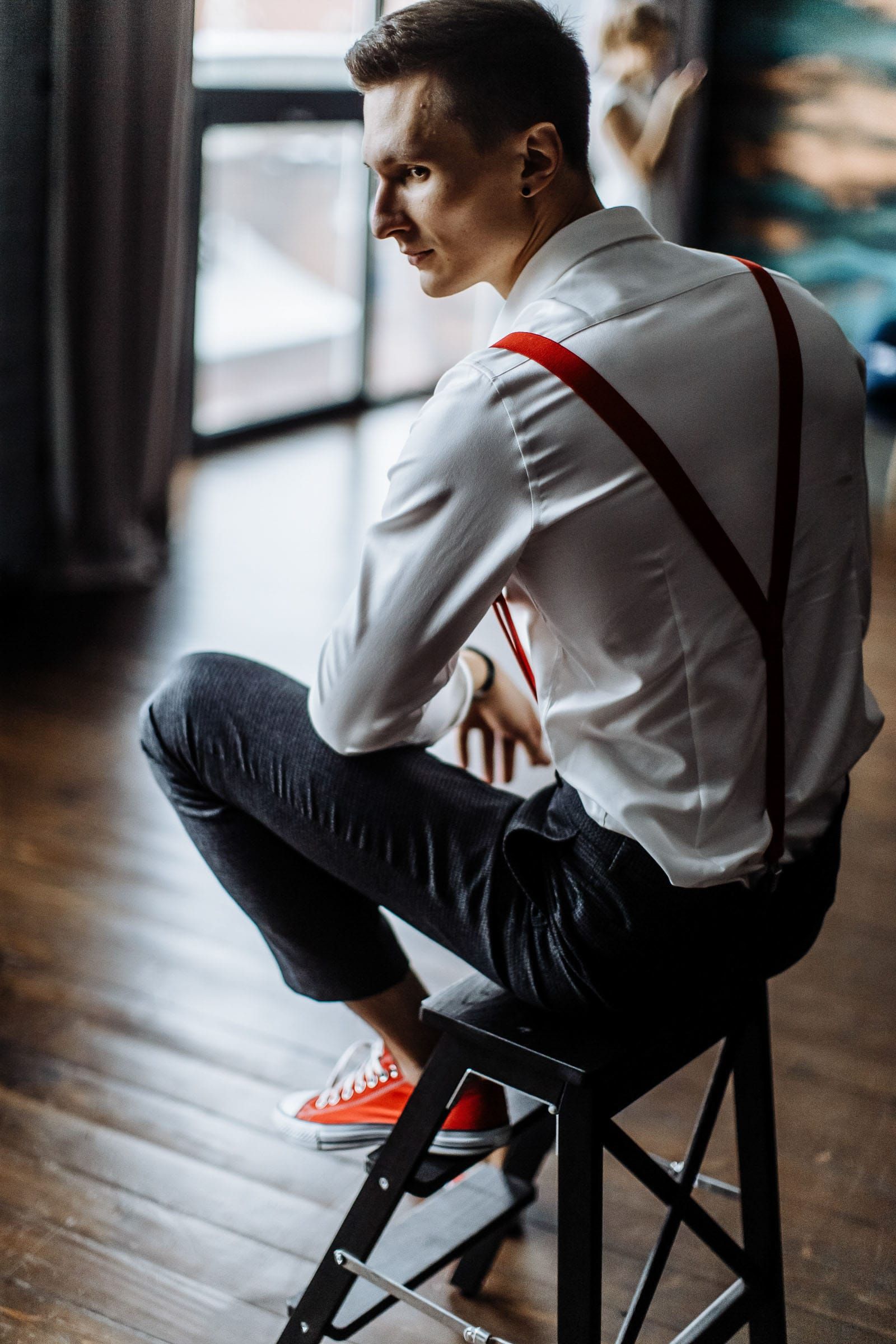 Relaxed groom portrait during a pre-wedding shoot by Devon wedding photographer Tanya Bogdan.