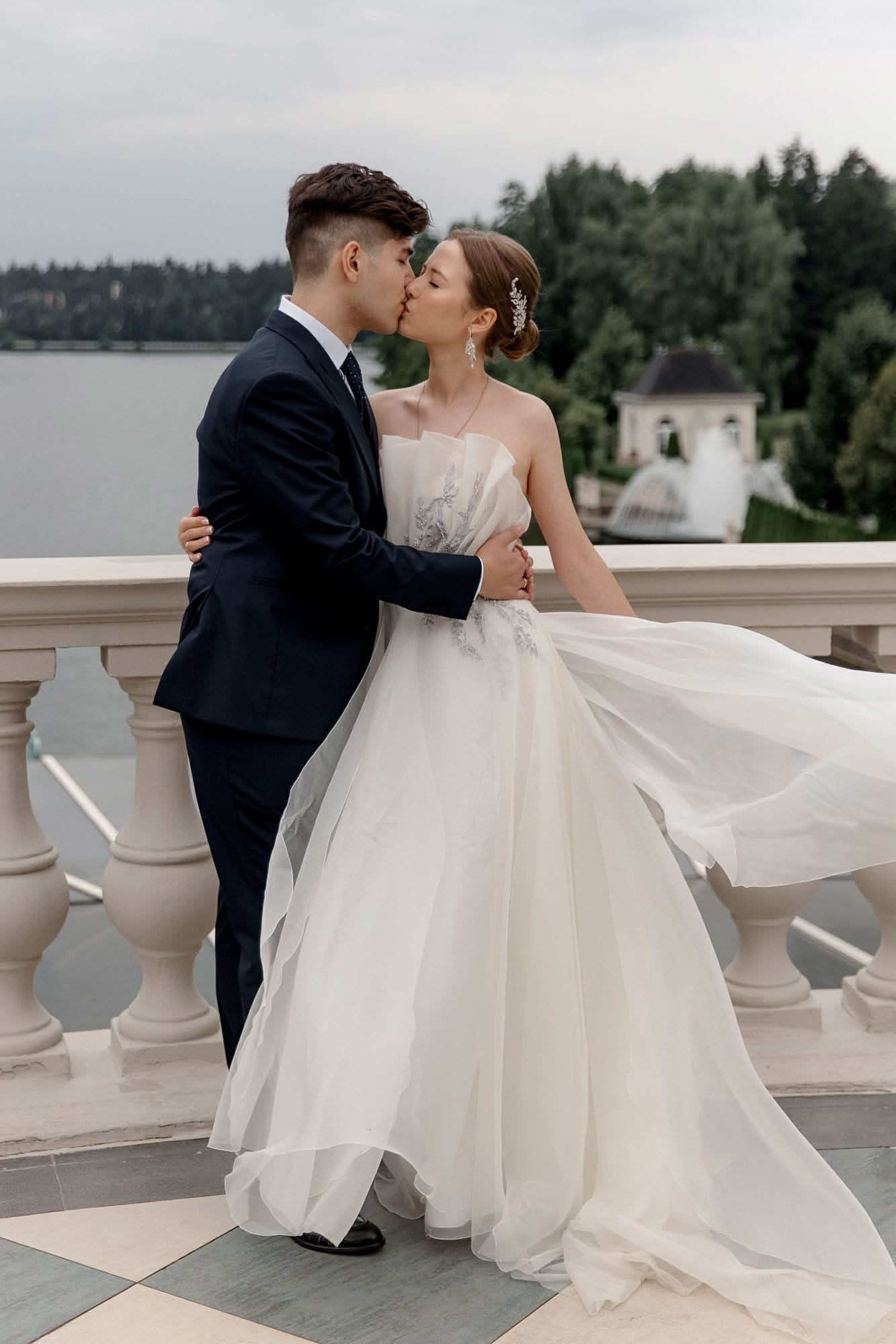 Romantic couple portrait at a luxury destination wedding venue