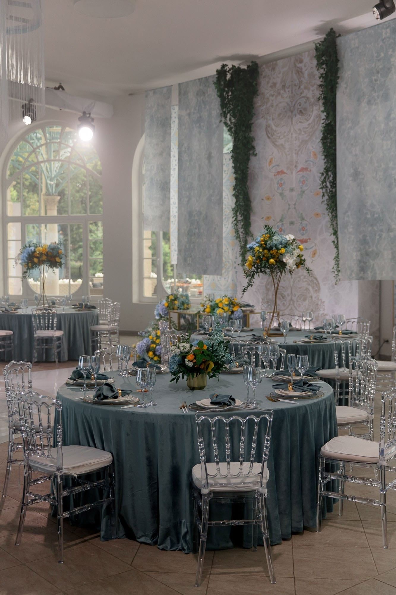 Elegant grand reception table prepared for guests at a luxury destination wedding