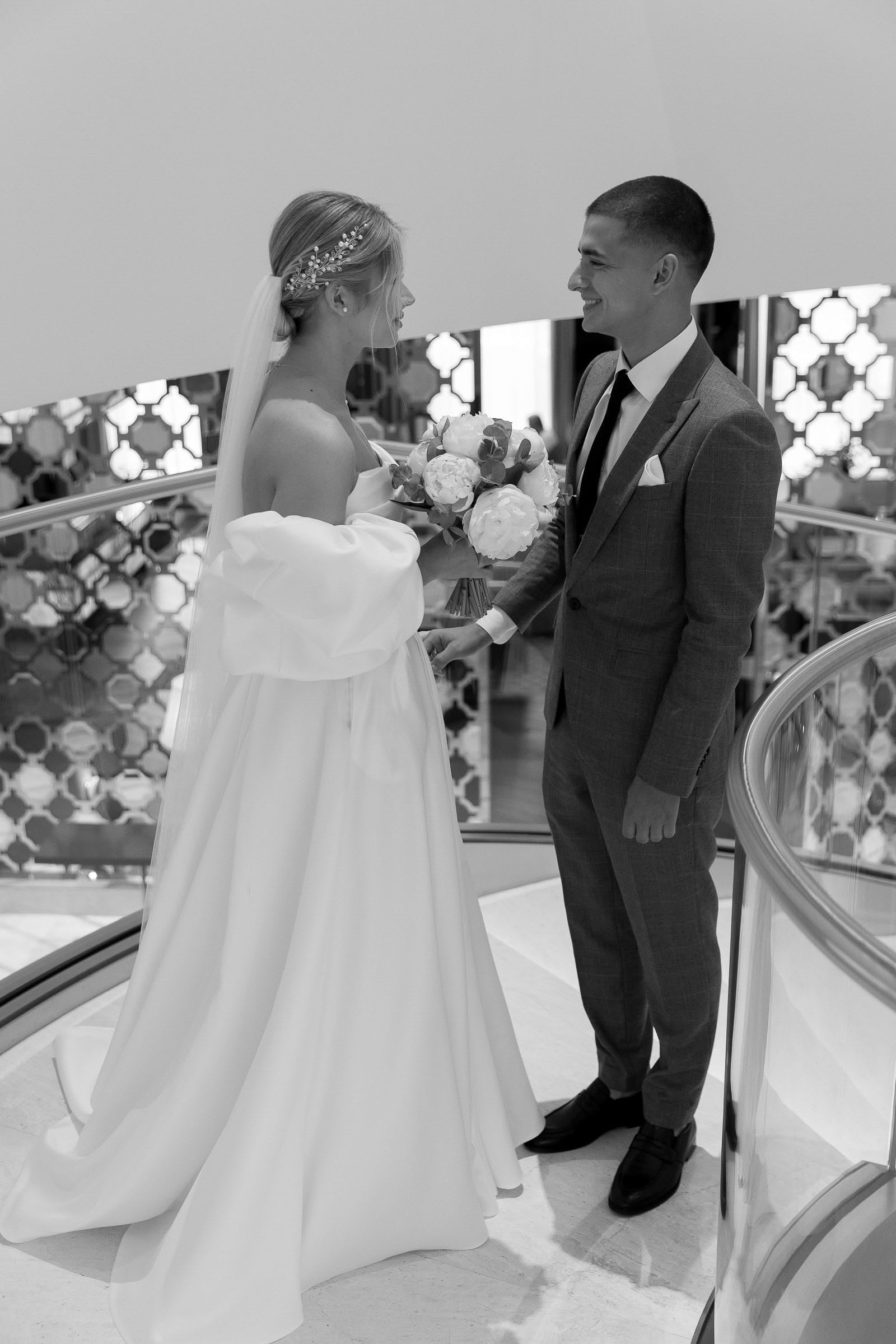Candid documentary reaction of a groom during the first look from Bude wedding photographer Tanya Bogdan.