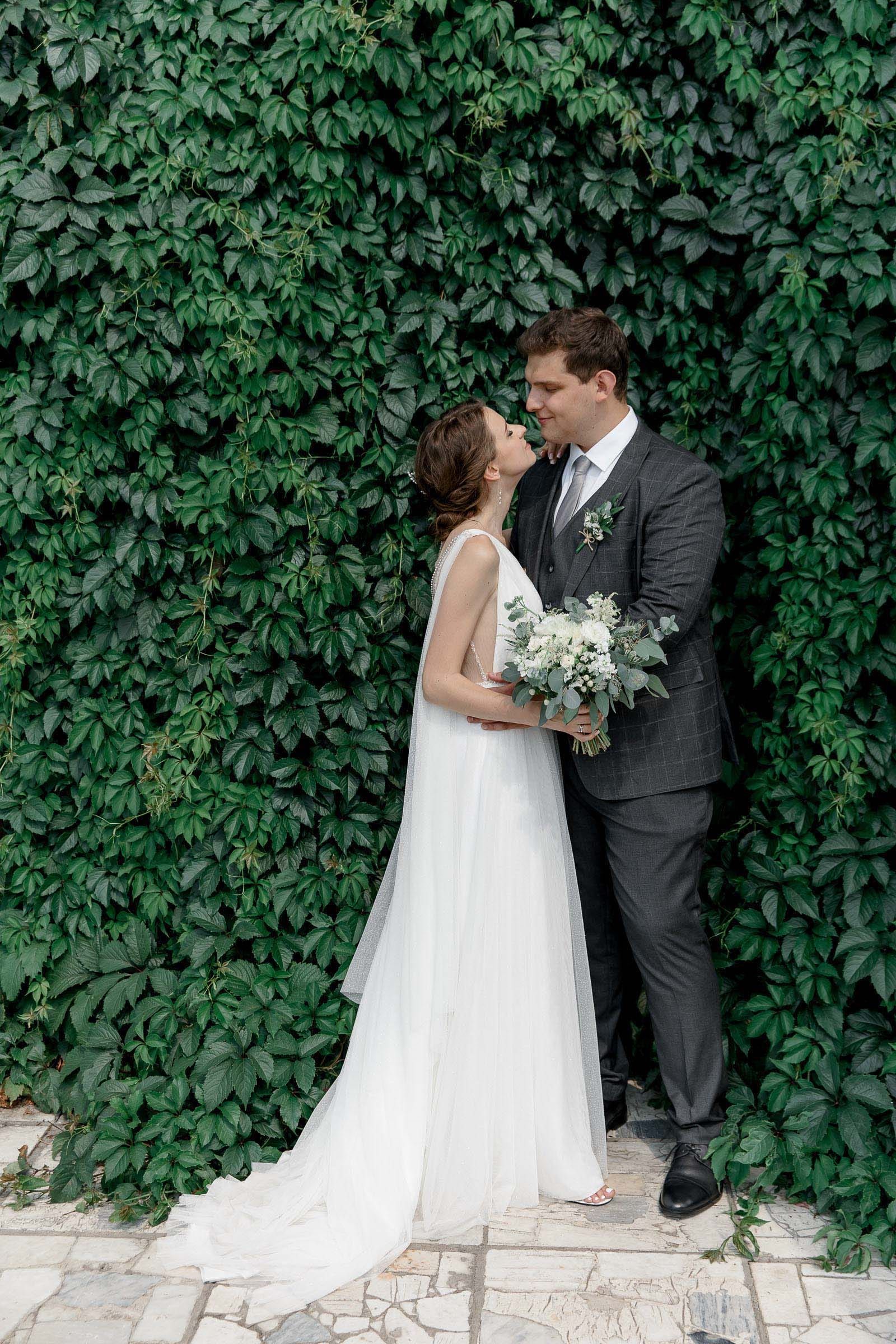 Bride and groom editorial portraits by Devon wedding photographer Tanya Bogdan.