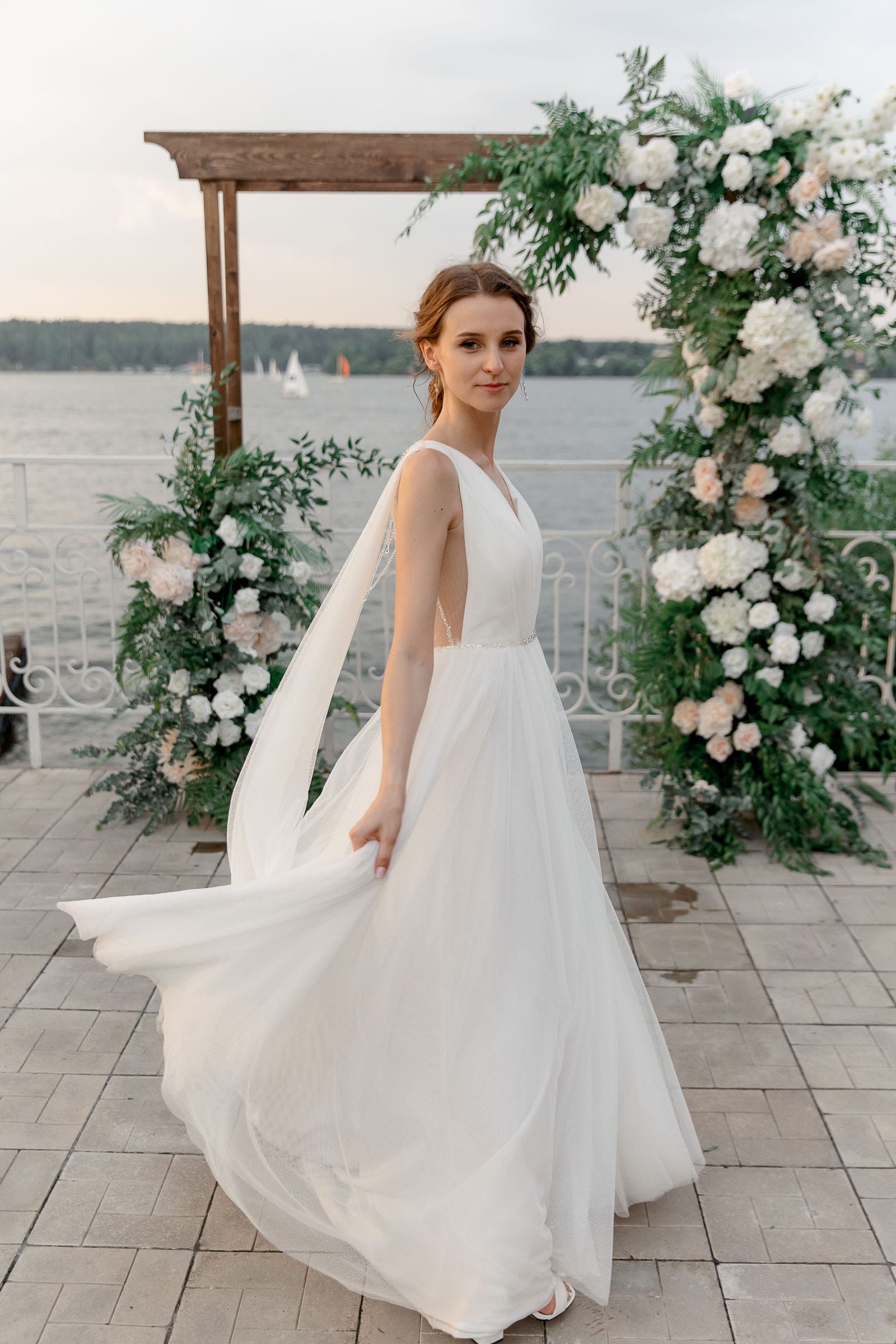Editorial bridal portrait by the river, captured by Bude wedding photographer Tanya Bogdan.