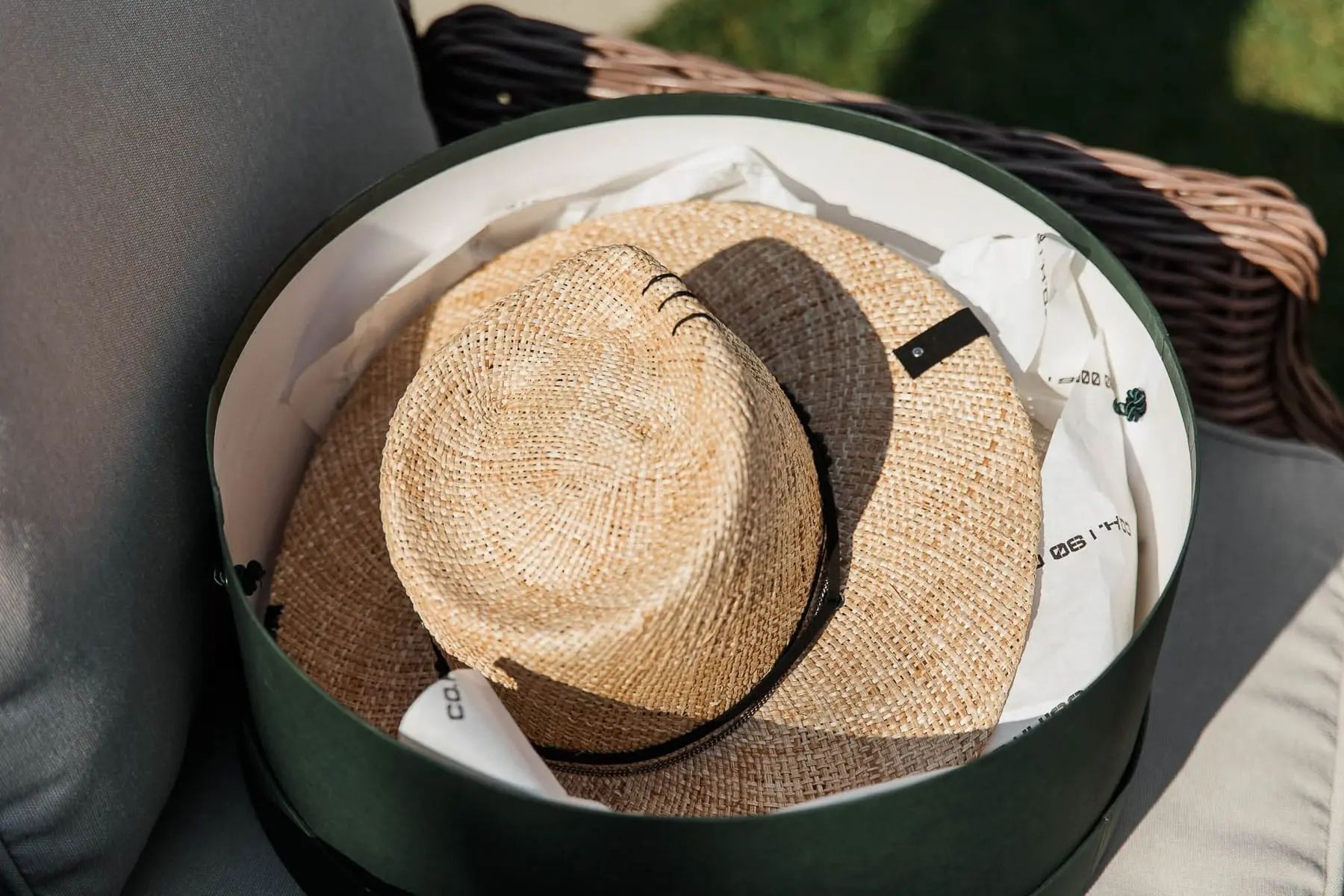 A lifestyle photograph of the creative hat-design station at a private event, by Cornwall photographer Tanya Bogdan.