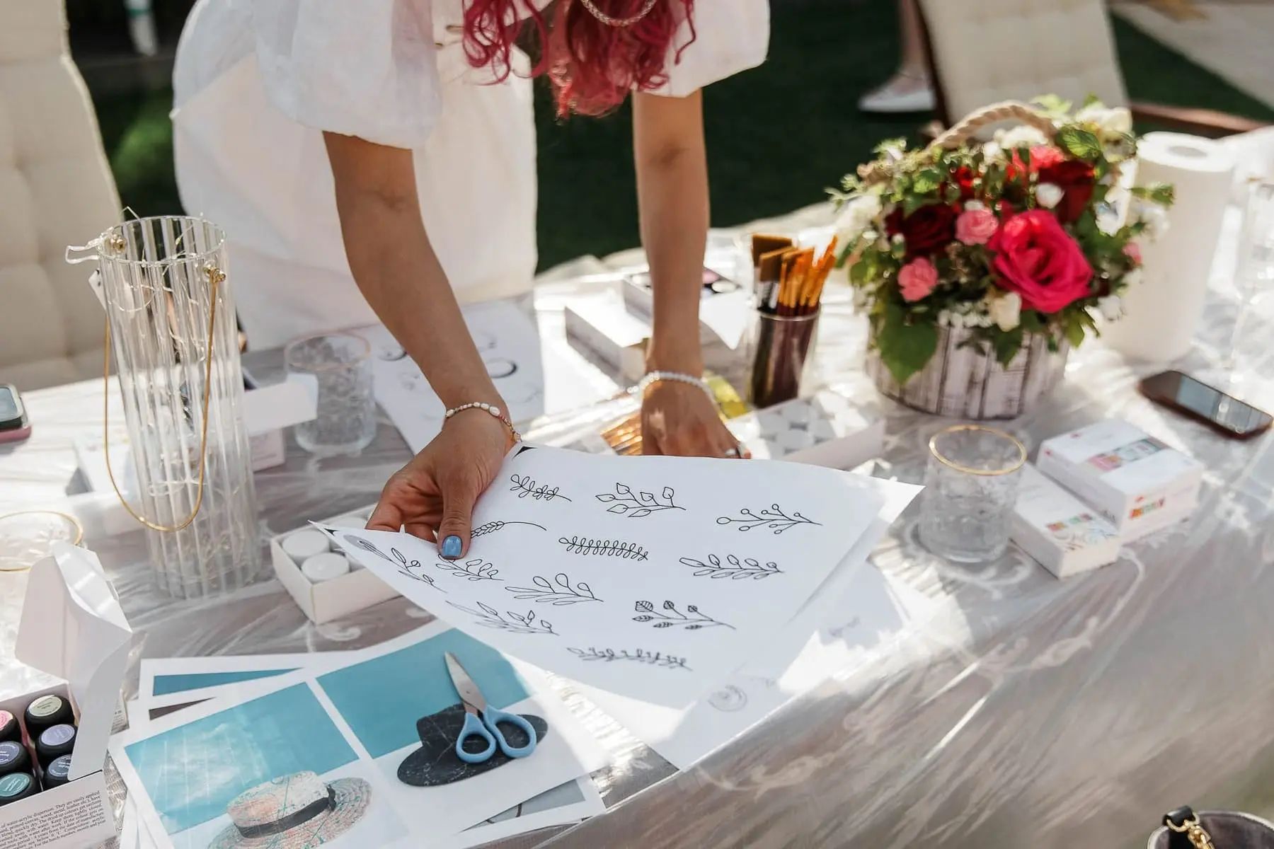 High-end floral arrangements and garden party decor captured by St Ives photographer Tanya Bogdan.
