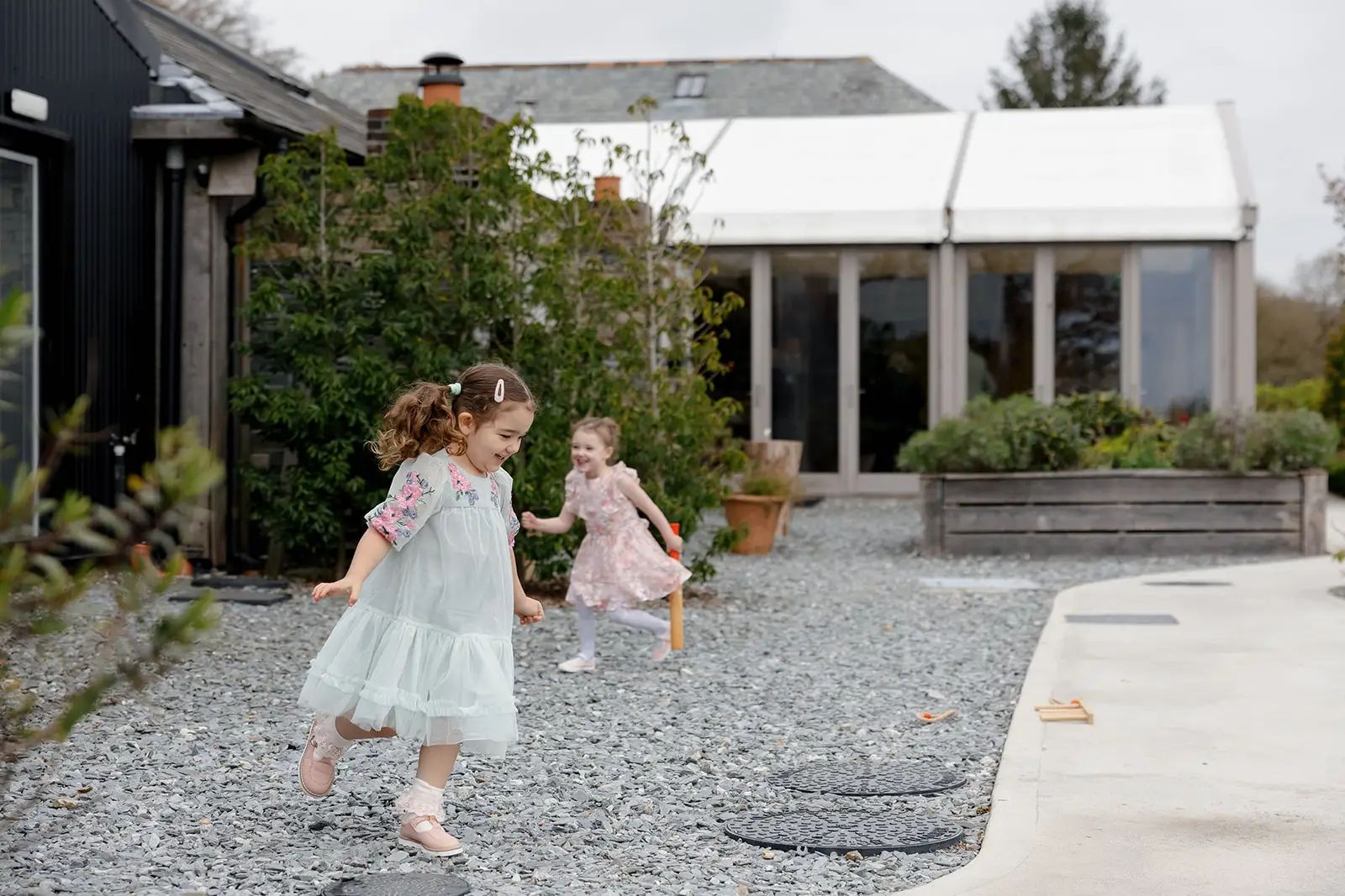 Kids playing at Trevenna wedding venue