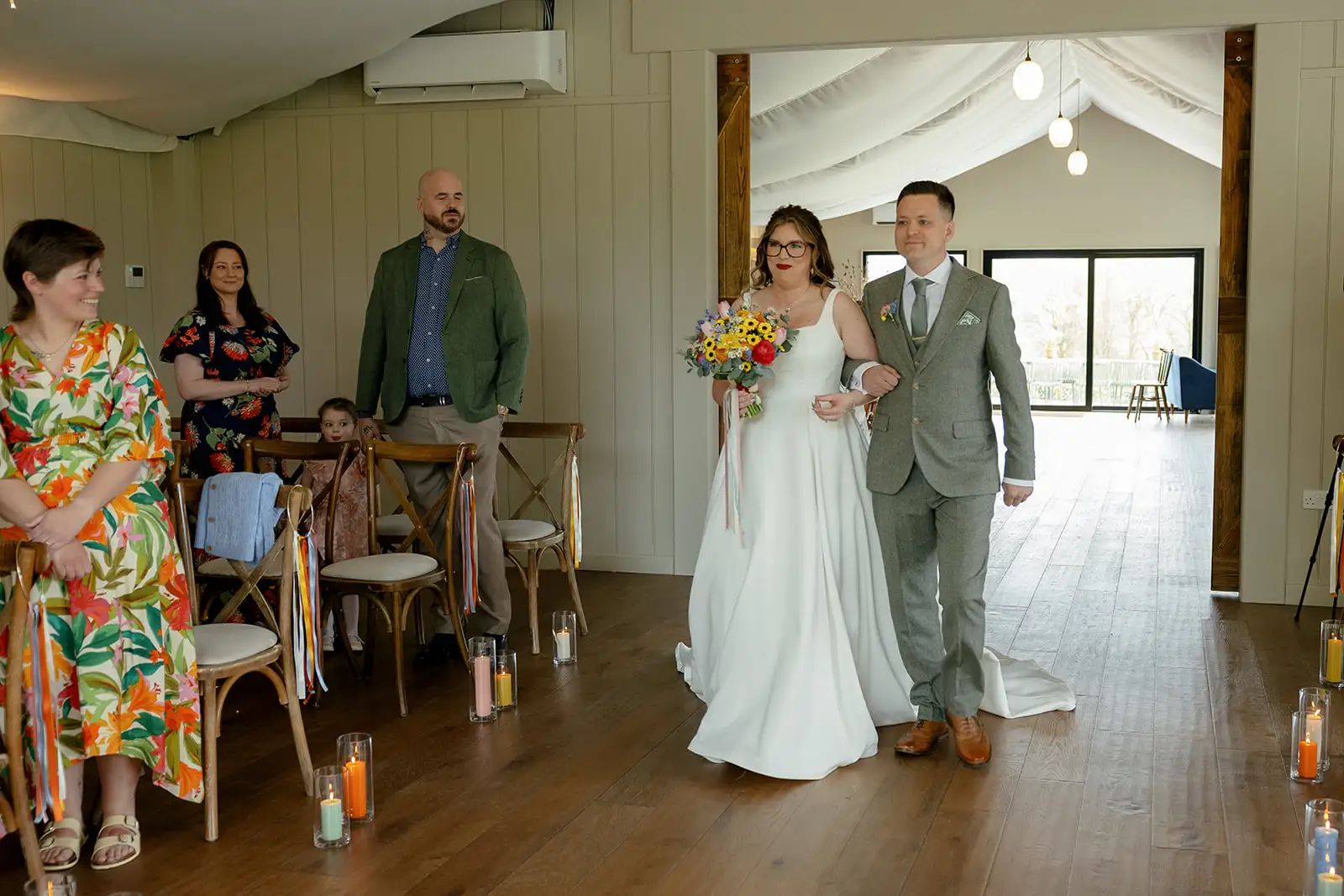 Bridal walk at wedding ceremony at Trevenna