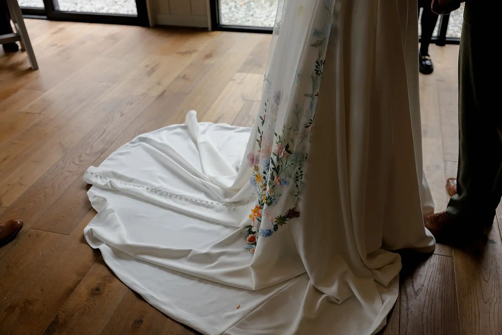 Wedding dress photographed at Trevenna