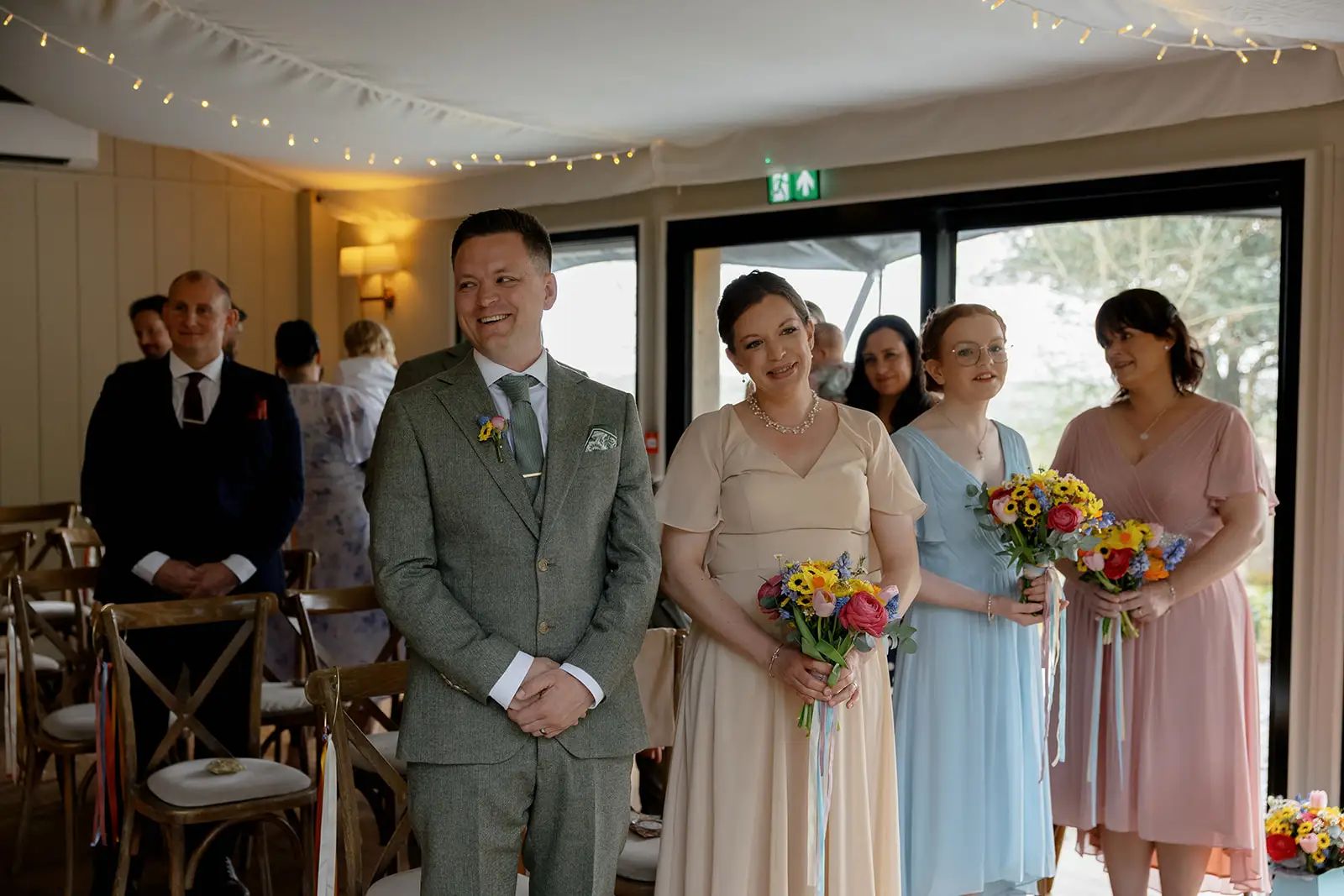 Bride and groom photographed together during their Trevenna wedding