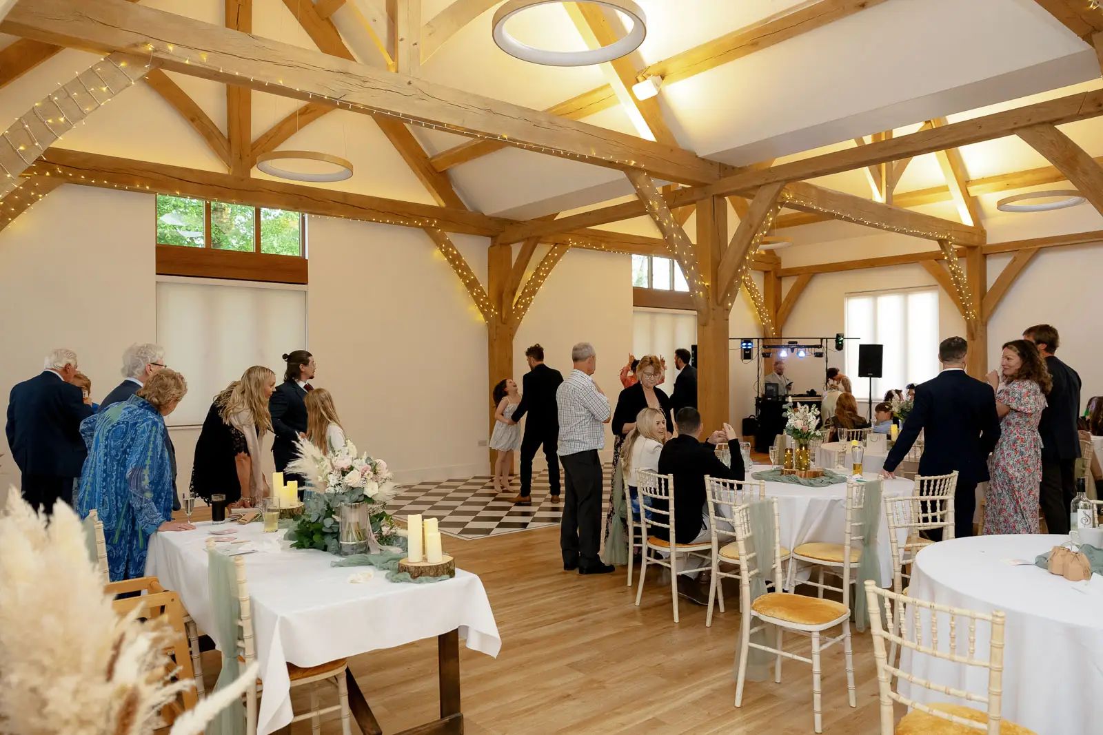 A wedding reception at Glebe Barn Devon at Glebe Barn in Devon.