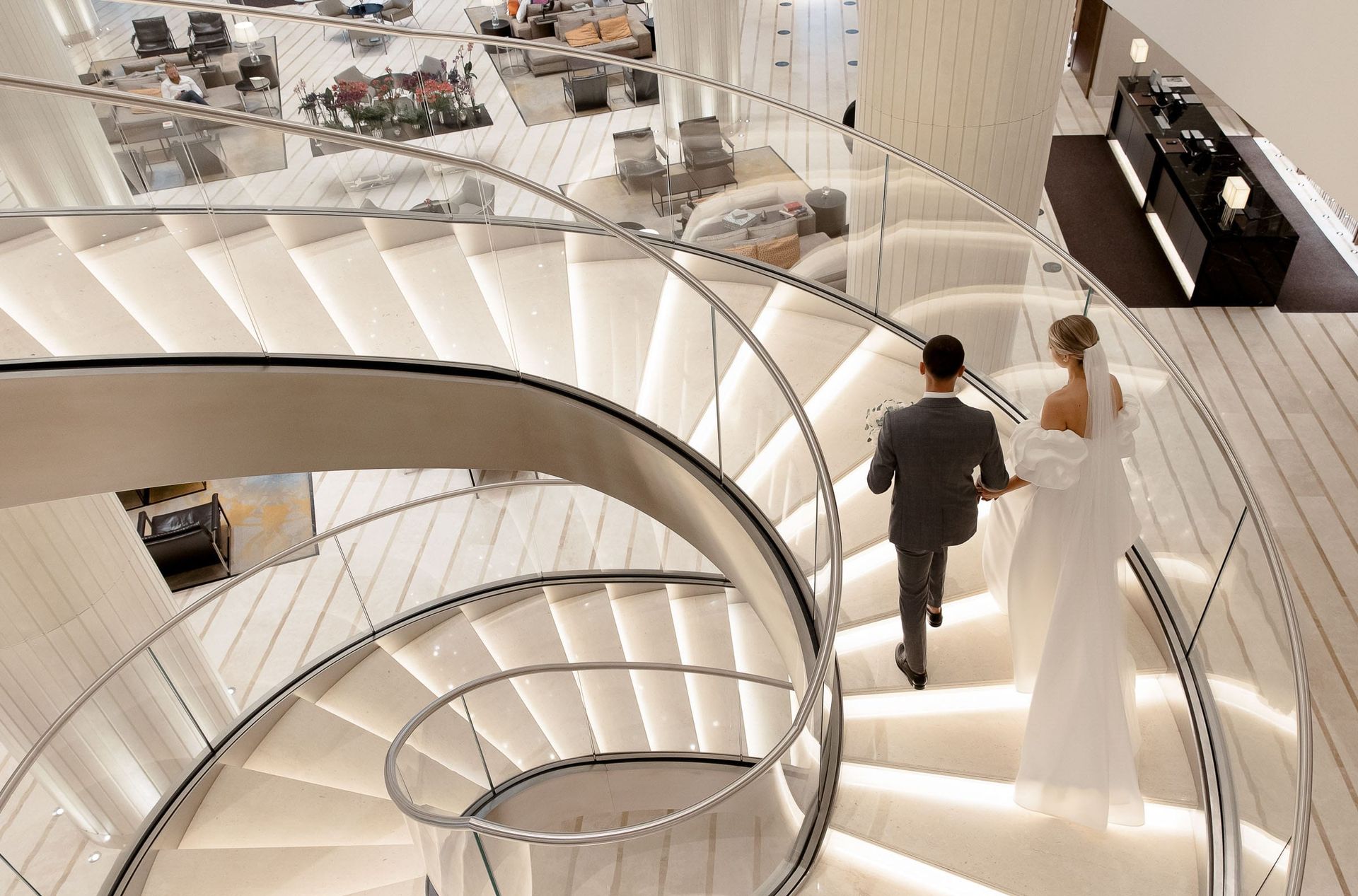 Modern documentary-style portrait of a wedding couple after the first look from Tanya Bogdan Photography.