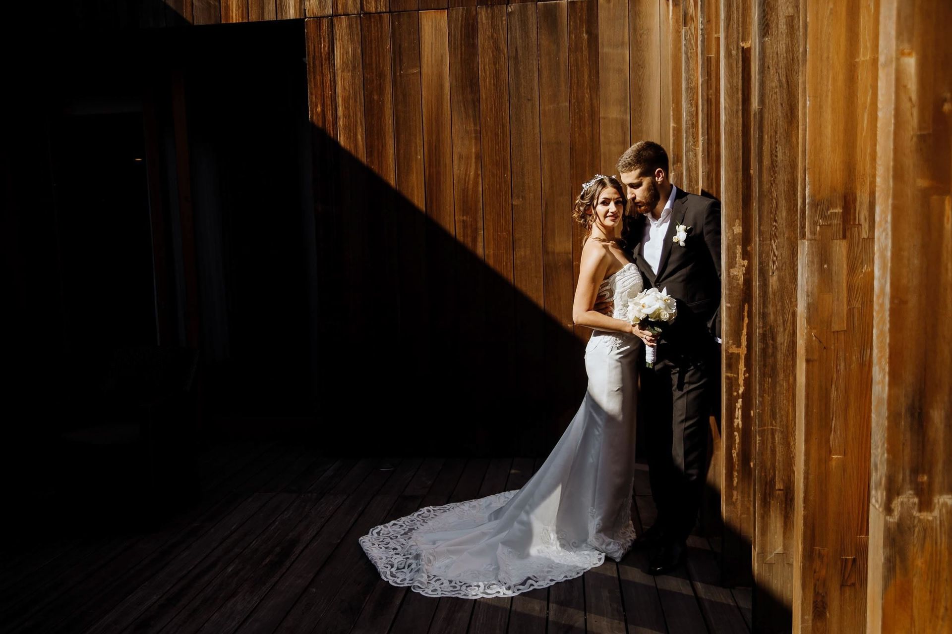 Modern city wedding portrait by Cornwall wedding photographer Tanya Bogdan.