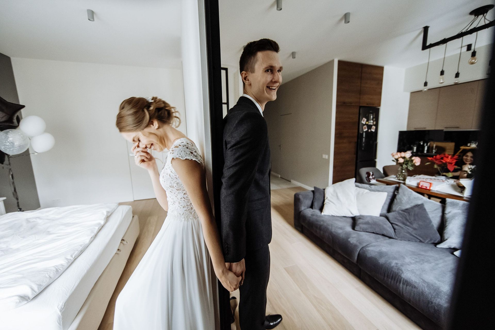 Plymouth wedding photographer Tanya Bogdan capturing an editorial couple's portrait.