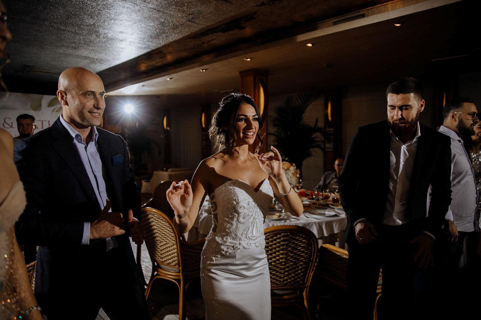 Devon wedding photographer Tanya Bogdan | Candid bride on the dancefloor.
