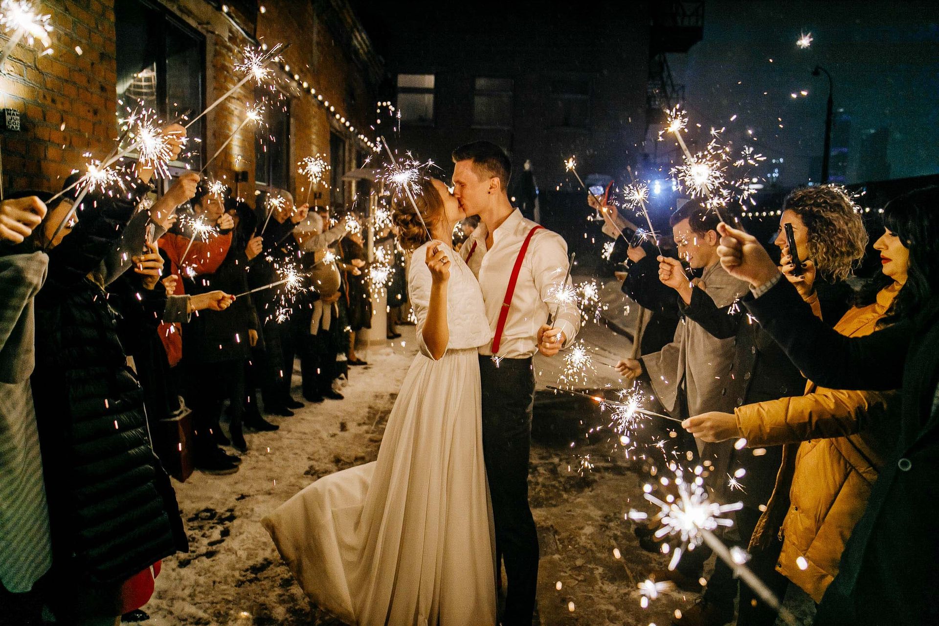 Fine art wedding photography of a romantic sparkler exit from Tanya Bogdan.
