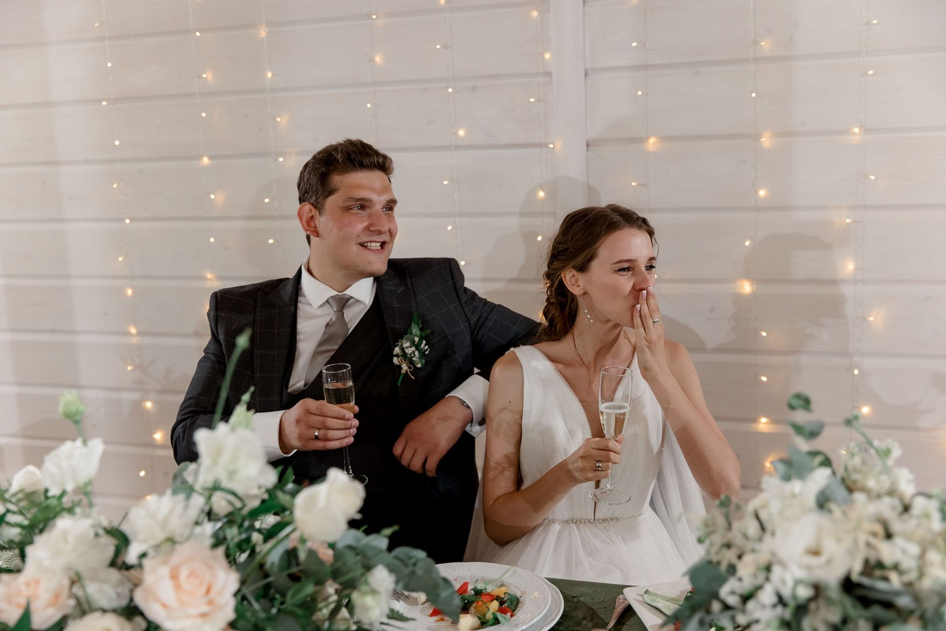 Editorial-style reception toasts by London wedding photographer Tanya Bogdan.