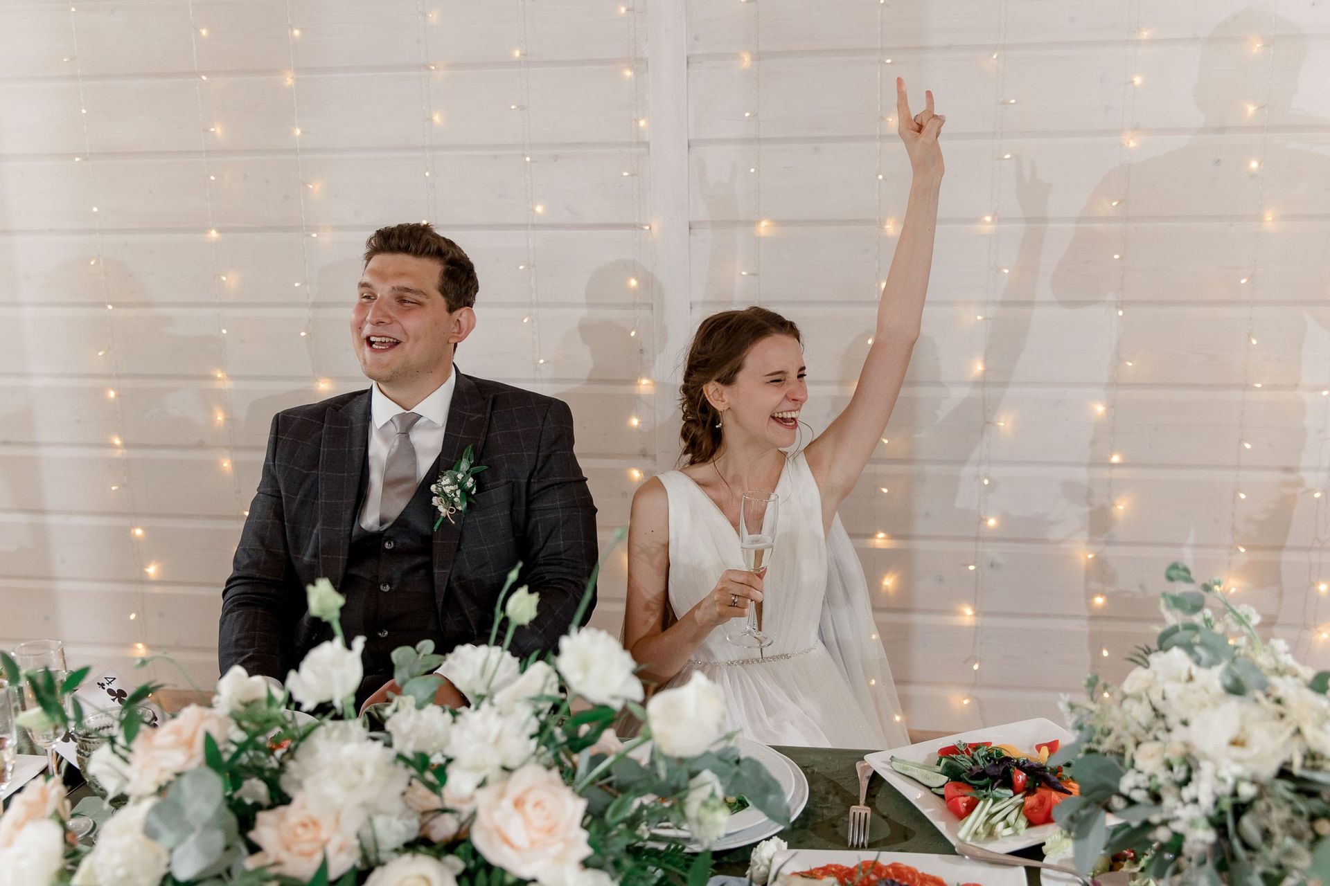 Editorial-style reception toasts by London wedding photographer Tanya Bogdan.