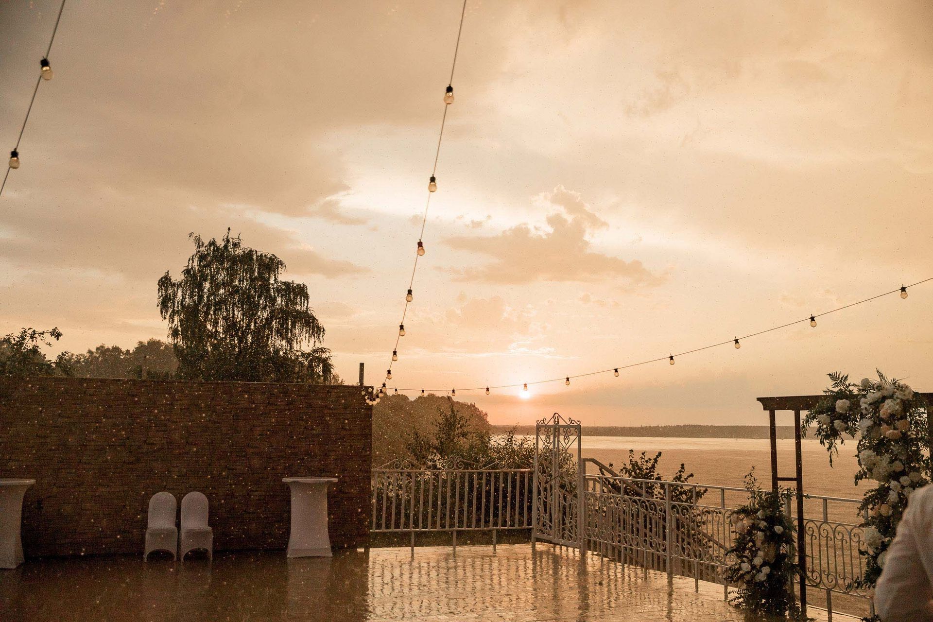 Cinematic night landscape of a riverside wedding venue, captured by a South West wedding photographer.