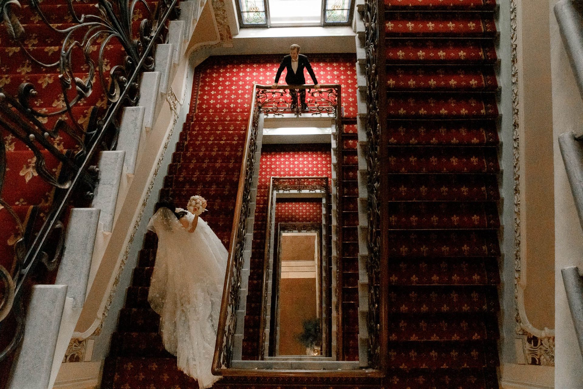 Editorial-style photography of a couple in a palatial setting by Tanya Bogdan, serving Devon and the Cotswolds.