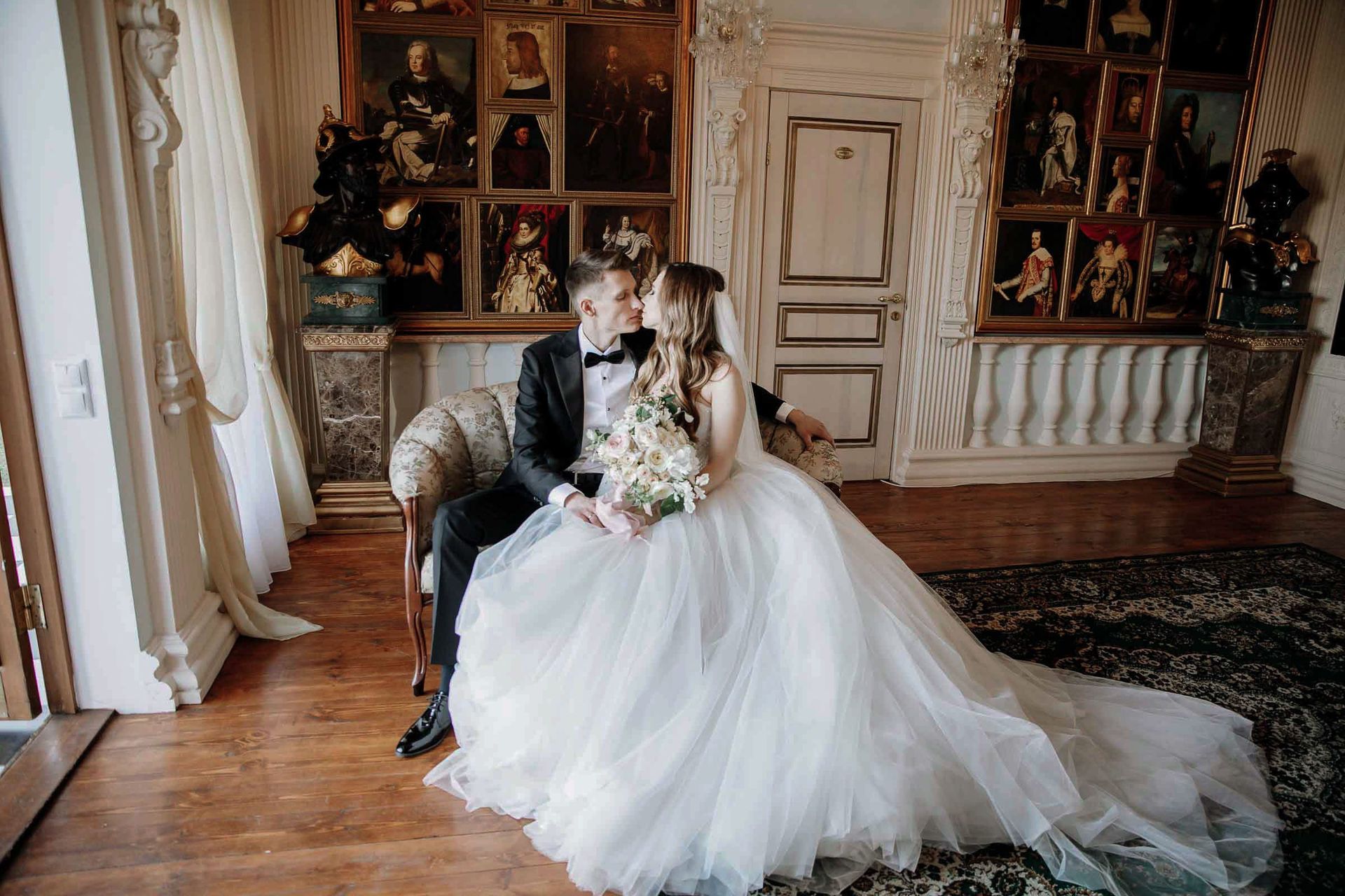 A stylish editorial portrait of the newlyweds by London photographer Tanya Bogdan.