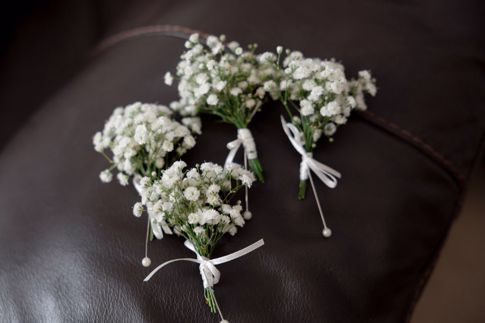 Gypsophila buttonholes wedding details at a countryside wedding in Taunton, Somerset