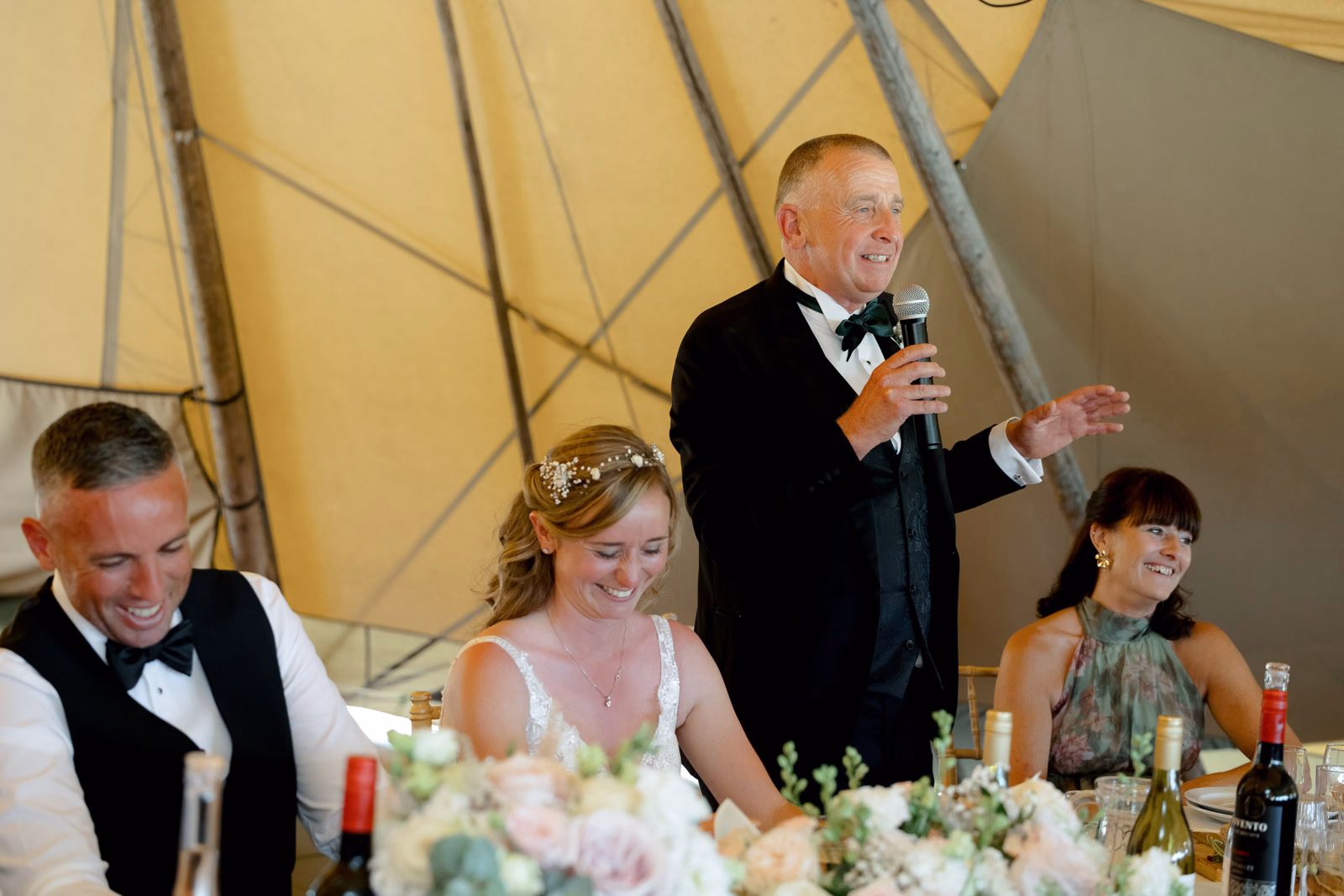 Father speech wedding breakfast at a countryside wedding in Taunton, Somerset
